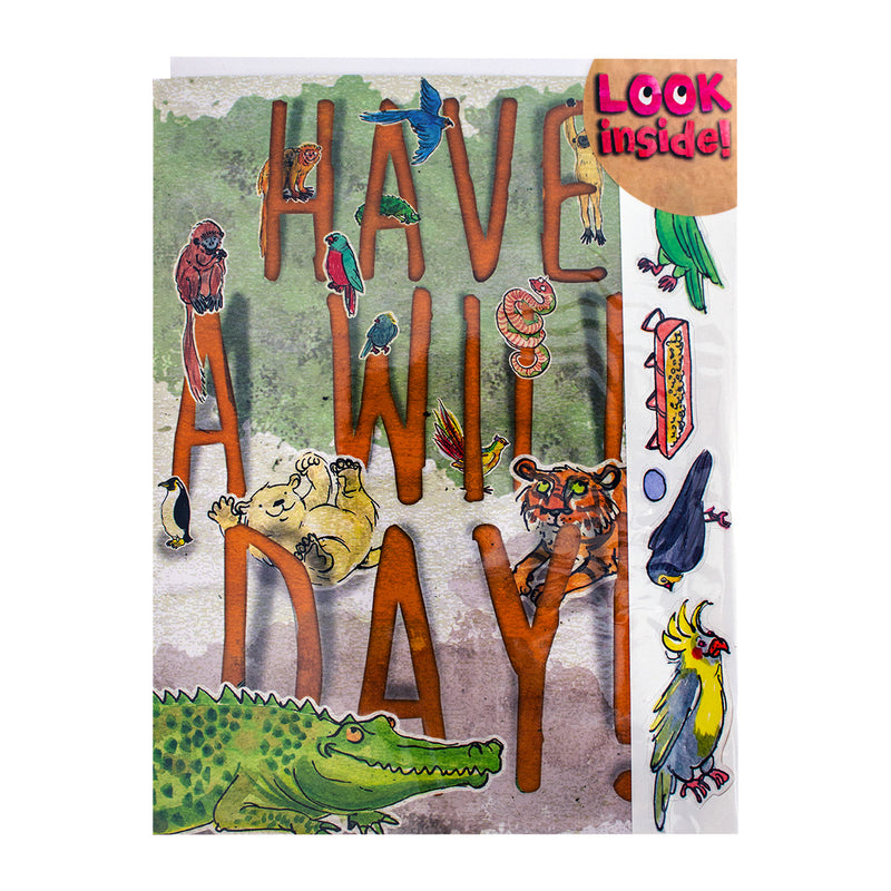 Birthday Card - Have A Wild Day (Zoo Stickers)