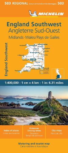 Michelin Map: Wales, The Midlands, South West England