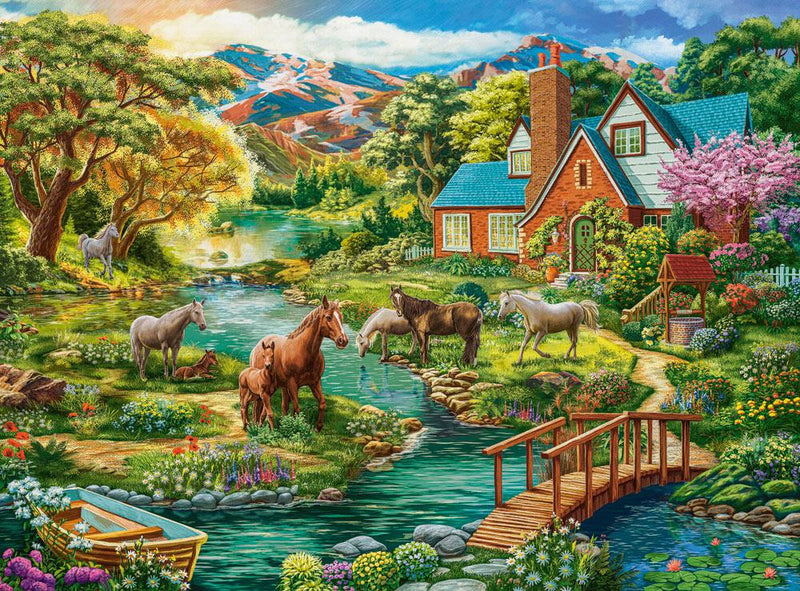 Idyllic House with Horses 2000 Piece Puzzle